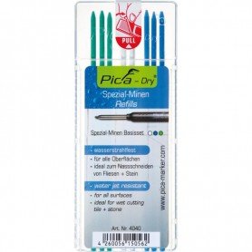 JUEGO DE MINAS PARA MARCADOR PARA AGUJEROS PROFUNDOS PICA-DRY BLANCO, VERDE, AZUL PICA