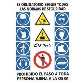 SEÑAL PVC MULTIPLE OBRA 100X70CM VERTICAL