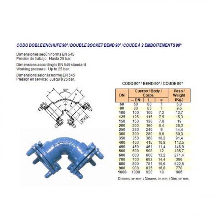 UT CODO F.D. E-E 90º DN-80