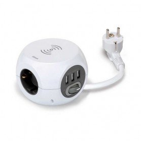 BASE MULT.COMBI BALL 1,4MT 3T/16A+3USB/2,4A+CARGA INALAMBRICA 1A