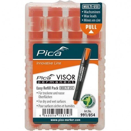 JUEGO DE MINAS PARA ROTULADOR PERMANENTE VISOR INDUSTRIAL NARANJA PICA
