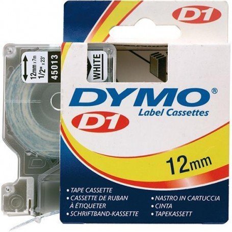 CINTA ESCRITURA D1 45013 NEGRO/BLANCO 12MMX7M DYMO