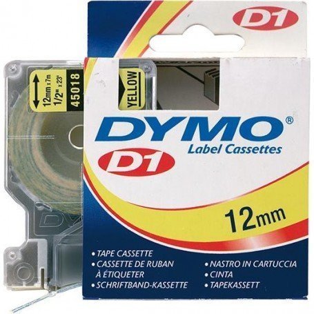 CINTA ESCRITURA D1 45018 NEGRO/AMARILLO 12MMX7M DYMO
