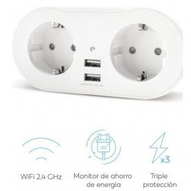 ENCHUFE DOBLE SMART WIFI 16A +2 USB