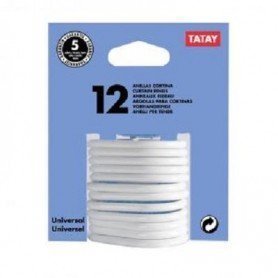 ANILLAS PLASTICO P/CORTINA BAÑO BLANCO PACK 12UDS