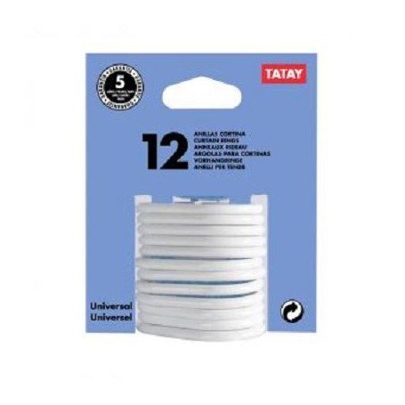 ANILLAS PLASTICO P/CORTINA BAÑO BLANCO PACK 12UDS