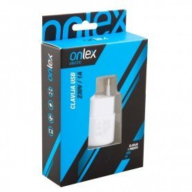ENCHUFE CARGADOR USB 1A 230V BLANCO ONLEX