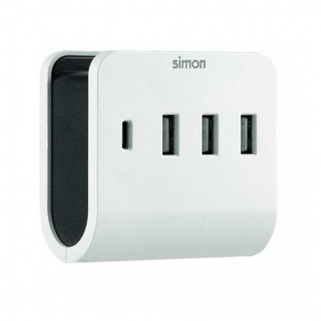 ADAPTADOR 3 USB + 1 USB C/SOPORTE 24W SIMON