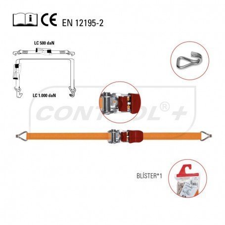 CINTA TENSOR CARRACA Y G.CERRADO 4MT X2.5CM 500KG