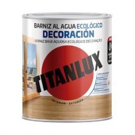 BARNIZ AL AGUA DECORACION ECOLOGICO INCOLORO SATINADO 750ML TITAN
