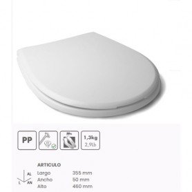ASIENTO WC OLYMPIA PP BLANCO UNIVERSAL GAMA MEDIA