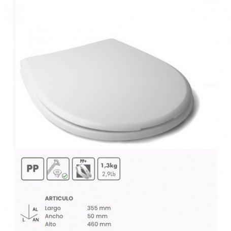ASIENTO WC OLYMPIA PP BLANCO UNIVERSAL GAMA MEDIA