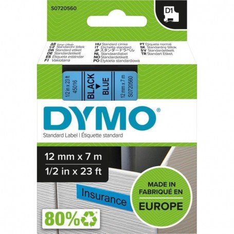 CINTA ESCRITURA D1 45016 NEGRO/AZUL 12MMX7M DYMO