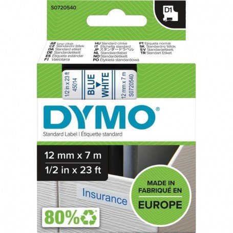 CINTA ESCRITURA D1 45014 AZUL/BLANCO 12MMX7M DYMO