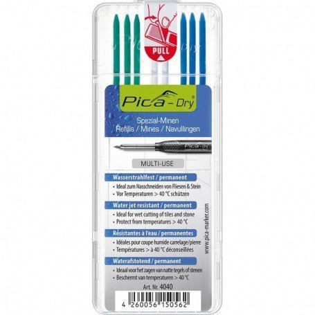 JUEGO DE MINAS PARA MARCADOR PARA AGUJEROS PROFUNDOS PICA-DRY BLANCO, VERDE, AZUL PICA