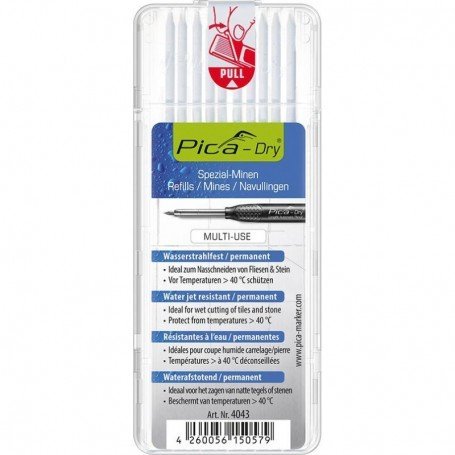 JUEGO DE MINAS PARA MARCADOR AGJOS PROFUNDOS PICA-DRY RESISTENTE AL AGUA BLANCO PICA