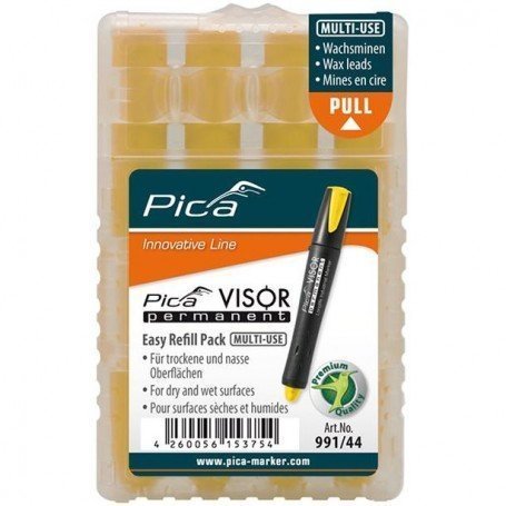 JUEGO DE MINAS PARA ROTULADOR PERMANENTE VISOR INDUSTRIAL AMARILLO PICA