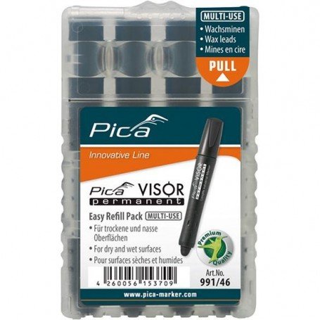 JUEGO DE MINAS PARA ROTULADOR PERMANENTE VISOR INDUSTRIAL NEGRO PICA