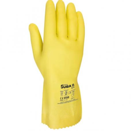 GUANTE 621Y LATEX FLOCADO AMAR./AZUL T.8-8.5